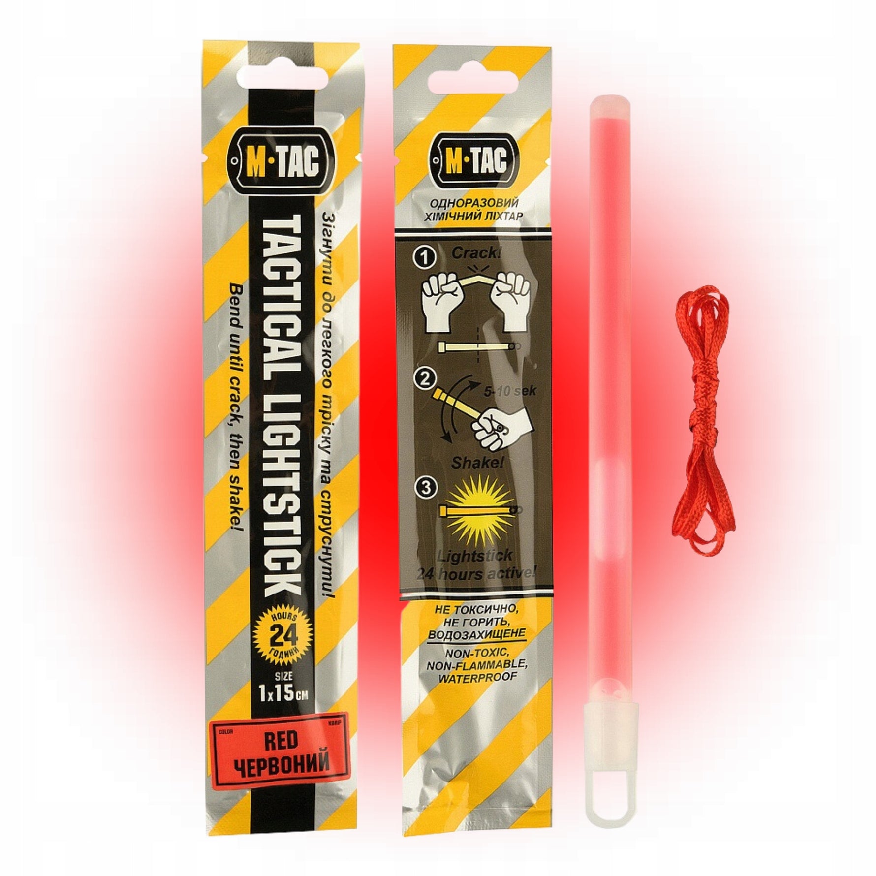 M-Tac Oświetlenie Chemiczne Na Biwak Kemping Wojskowe 15 Cm Red