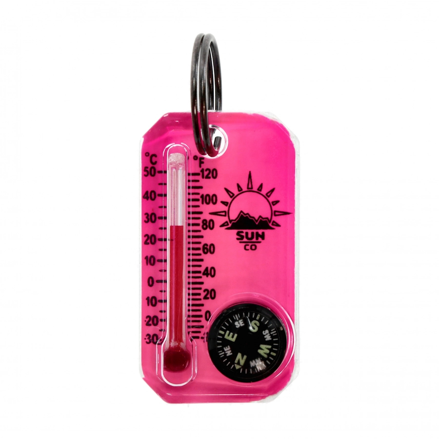 Sun Co. Therm-O-Compass Neon – brelok z termometrem i kompasem (różowy)