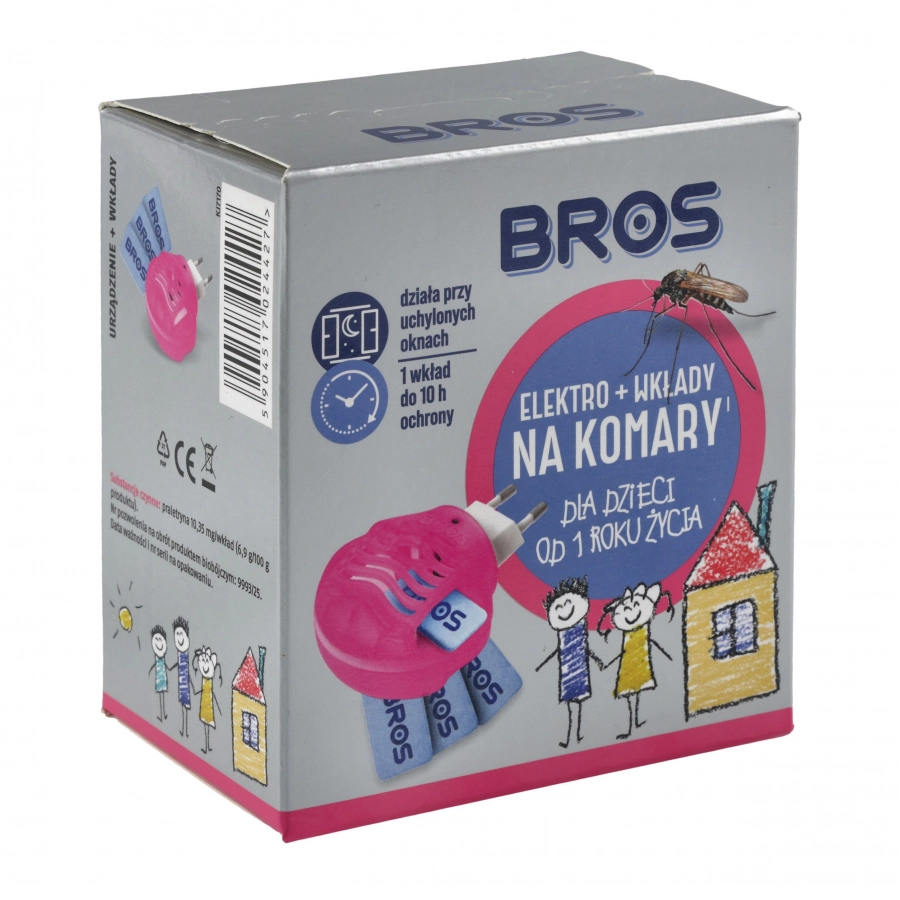 Bros Elektro + płyn na komary dla dzieci od 1 roku (elektrofumigator + 10 wkładów)