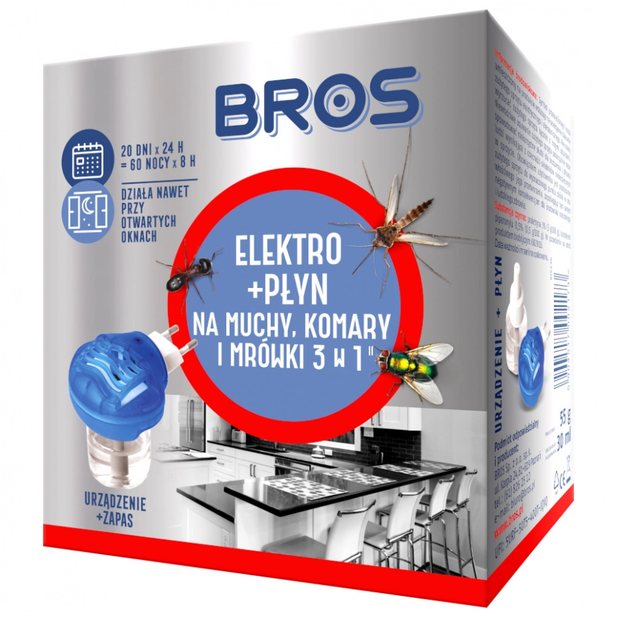 Bros Elektro + Płyn na Komary, Muchy i Mrówki