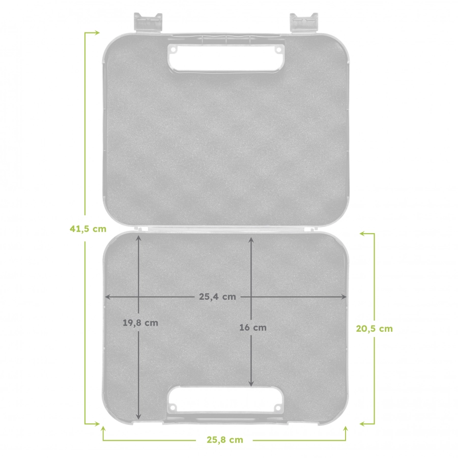 Kufer na pistolet Megaline 24,5x17,8x3,9 cm czarny z czarnymi klamrami