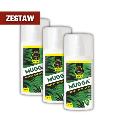 Zestaw 3x Repelent na komary i kleszcze MUGGA Spray 9,5% DEET 75 ml
