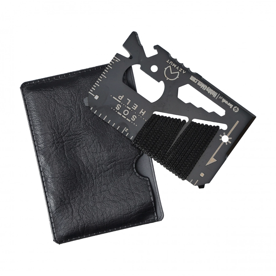 Azymut Tool Card — karta survivalowa, multitool w etui