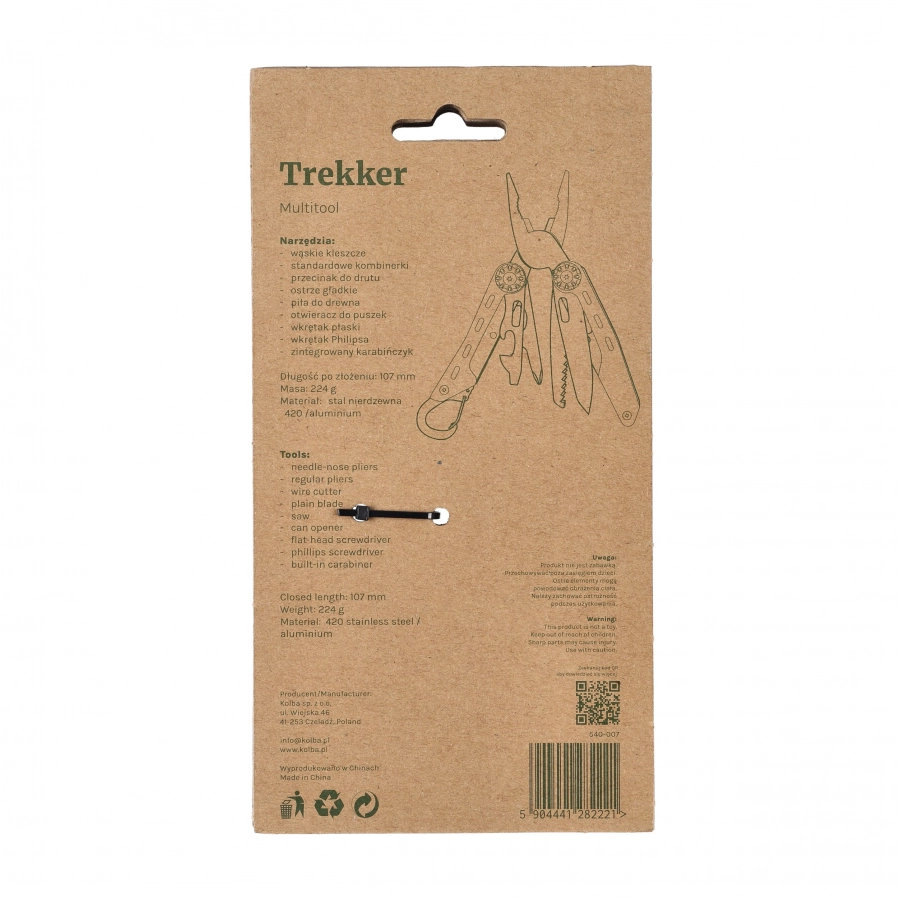 Outrest Trekker — multitool 8 narzędzi czarny