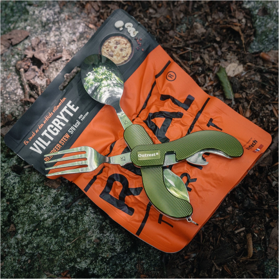 Niezbędnik turystyczny składany Outrest Pocket Meal 4w1 (oliwkowy)