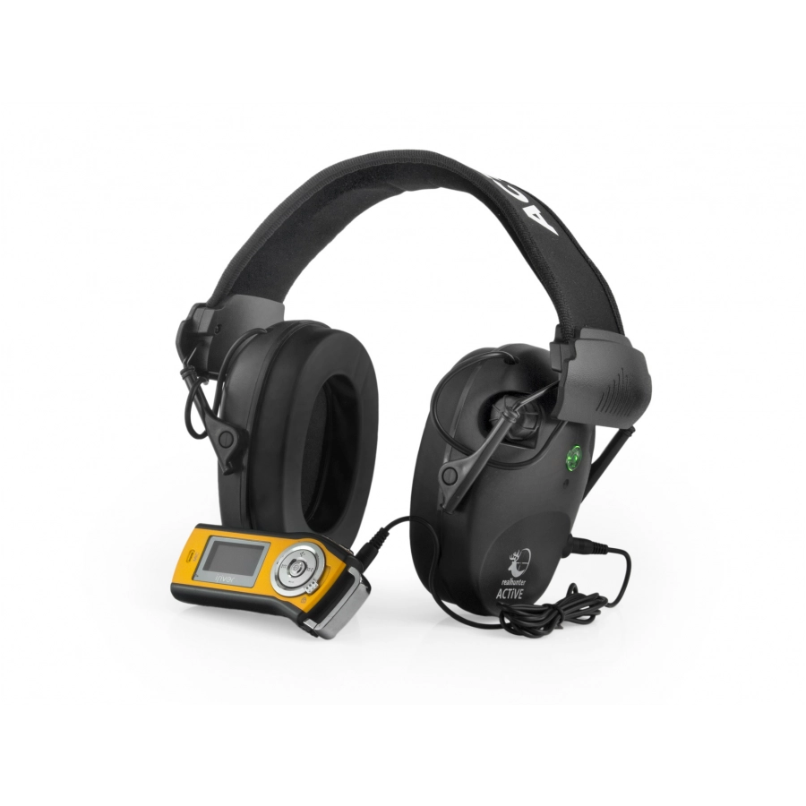 Ochronniki słuchu aktywne RealHunter ACTiVE Pro czarne + okulary