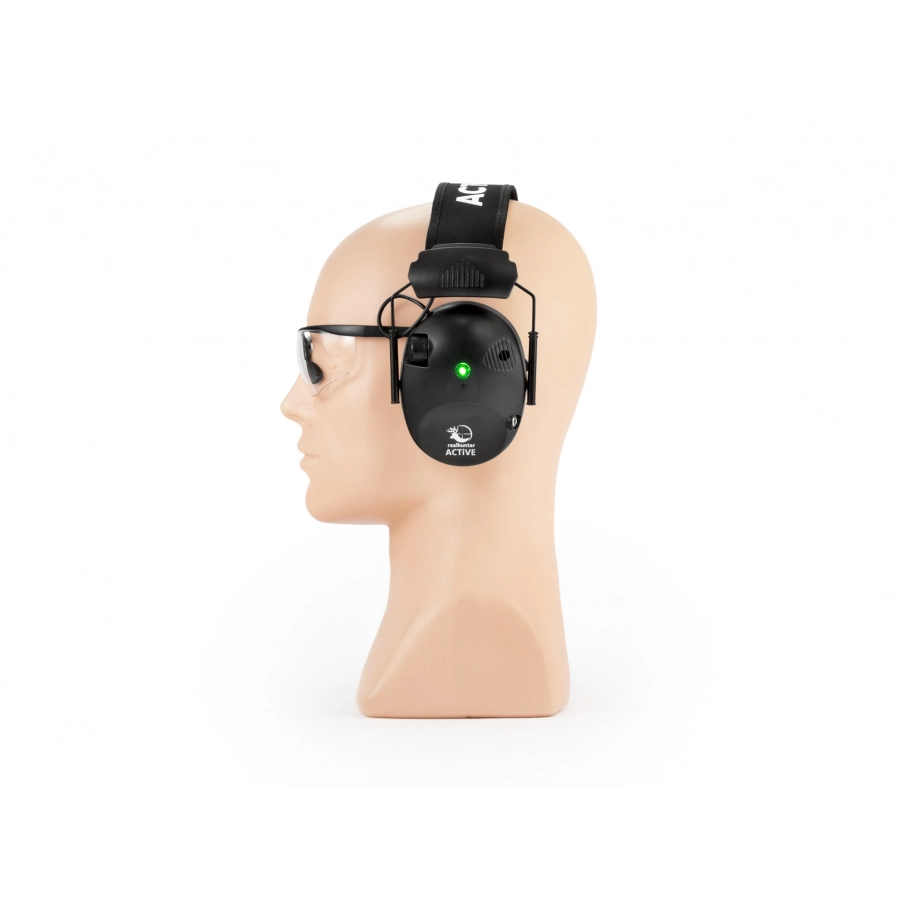 Ochronniki słuchu aktywne RealHunter ACTiVE Pro czarne + okulary