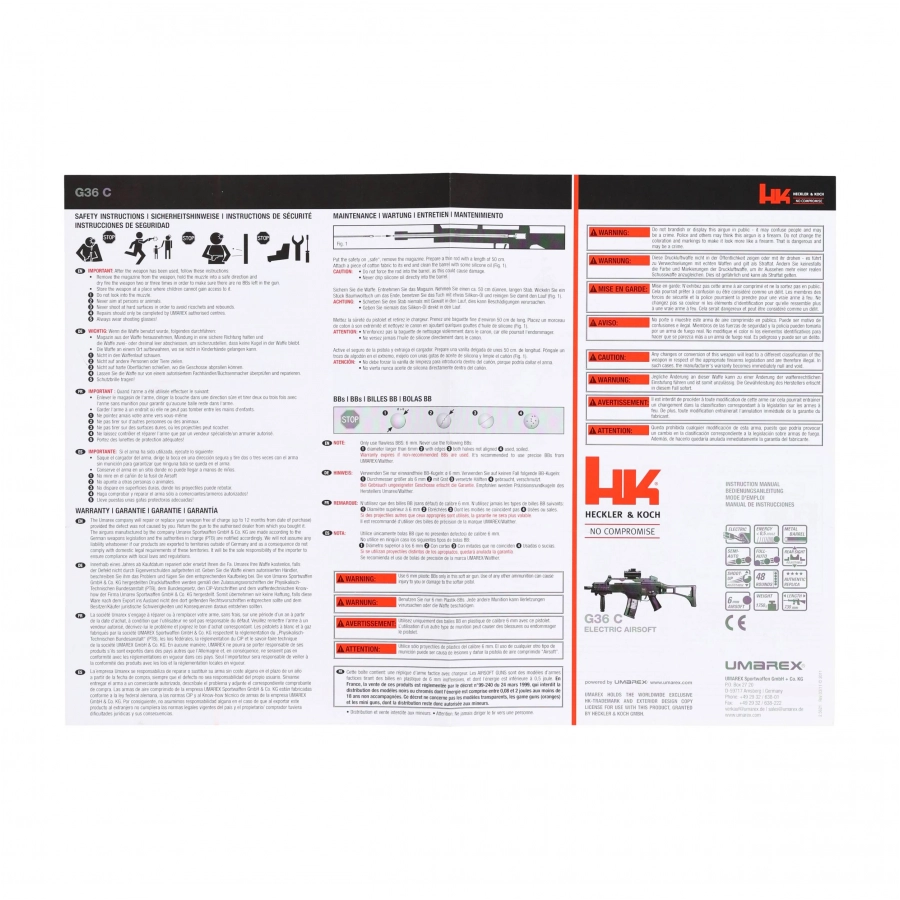 Replika karabinek ASG Heckler&Koch G36C metalowa lufa 6 mm
