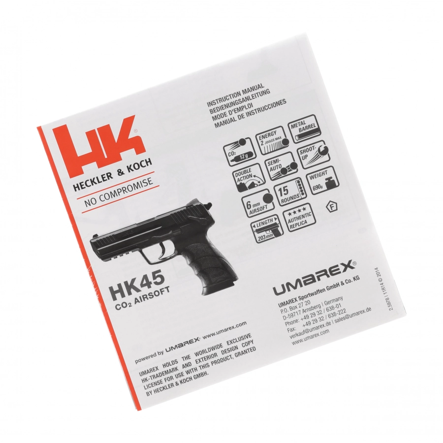 Heckler&Koch HK45 6 mm replika ASG CO2