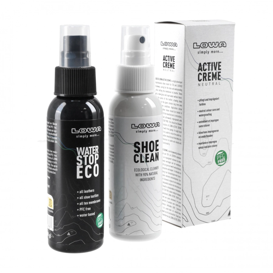 LOWA Care Set Eco — zestaw do pielęgnacji obuwia (100 ml + 75 ml + 100 ml)